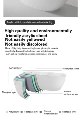 Freestanding acrylic Jacuzzi Integrated oval bathtub