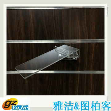 innovative acrylic slatwall swivel shoe shelf with heel stop