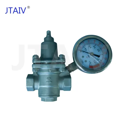 JTAIV High Pressure Adjustable Water Pressure Reducing Valve with Gauge: Custom Forged Piston Pressure Reducing Valves