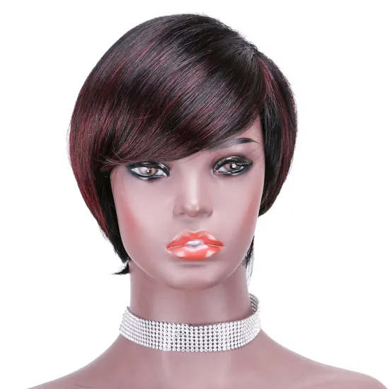 Short Bob Straight Highlight Red Wholesale Pixie Cut Wave Cheap Glueless Brazilian Raw Human Hair Wigs Black Women