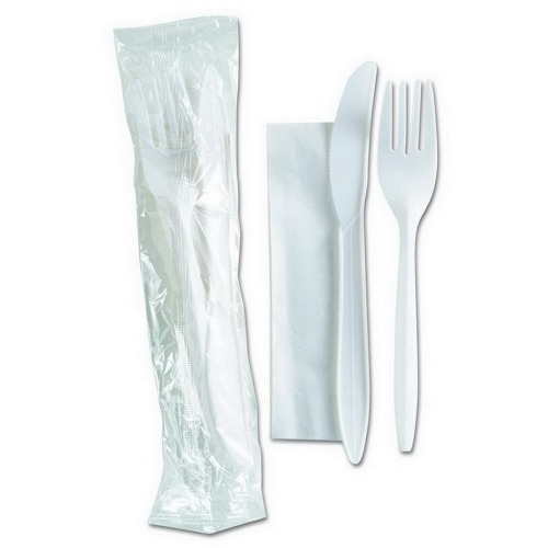 Individually White Wrapped Forks and Spoons