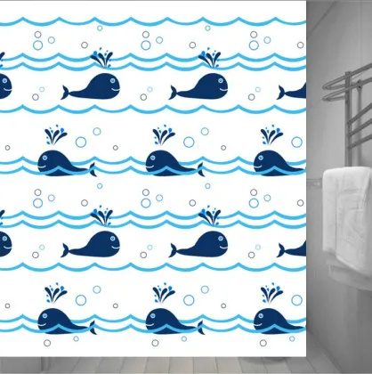 blue whale shower curtain ocean series
