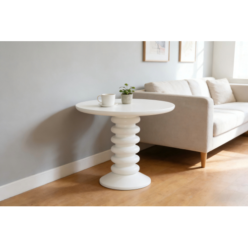 E2 MDF com mesa de centro redonda branca fosca