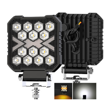 14 LED Work Light Square with Amber DRL for Trucks, Excavators, and Tractors