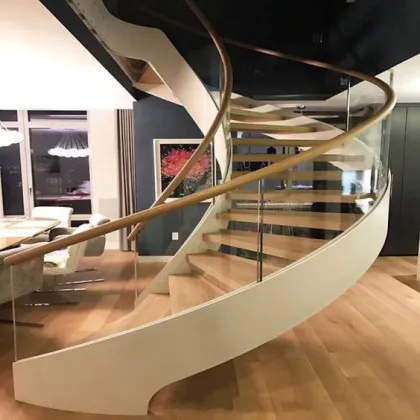 Customized Carbon Steel Spiral Stairs, Curved Ladders, Cast Iron Curve Staircases with Wood Treads: Tailored Elevational Solutions