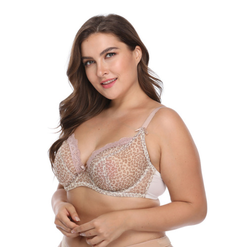 Reggiseno con ferretto in rete stampa leopardata taglie forti