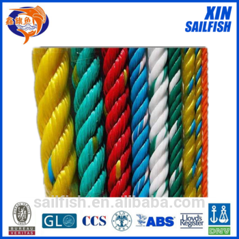 colored 3 strand twisted PE rope