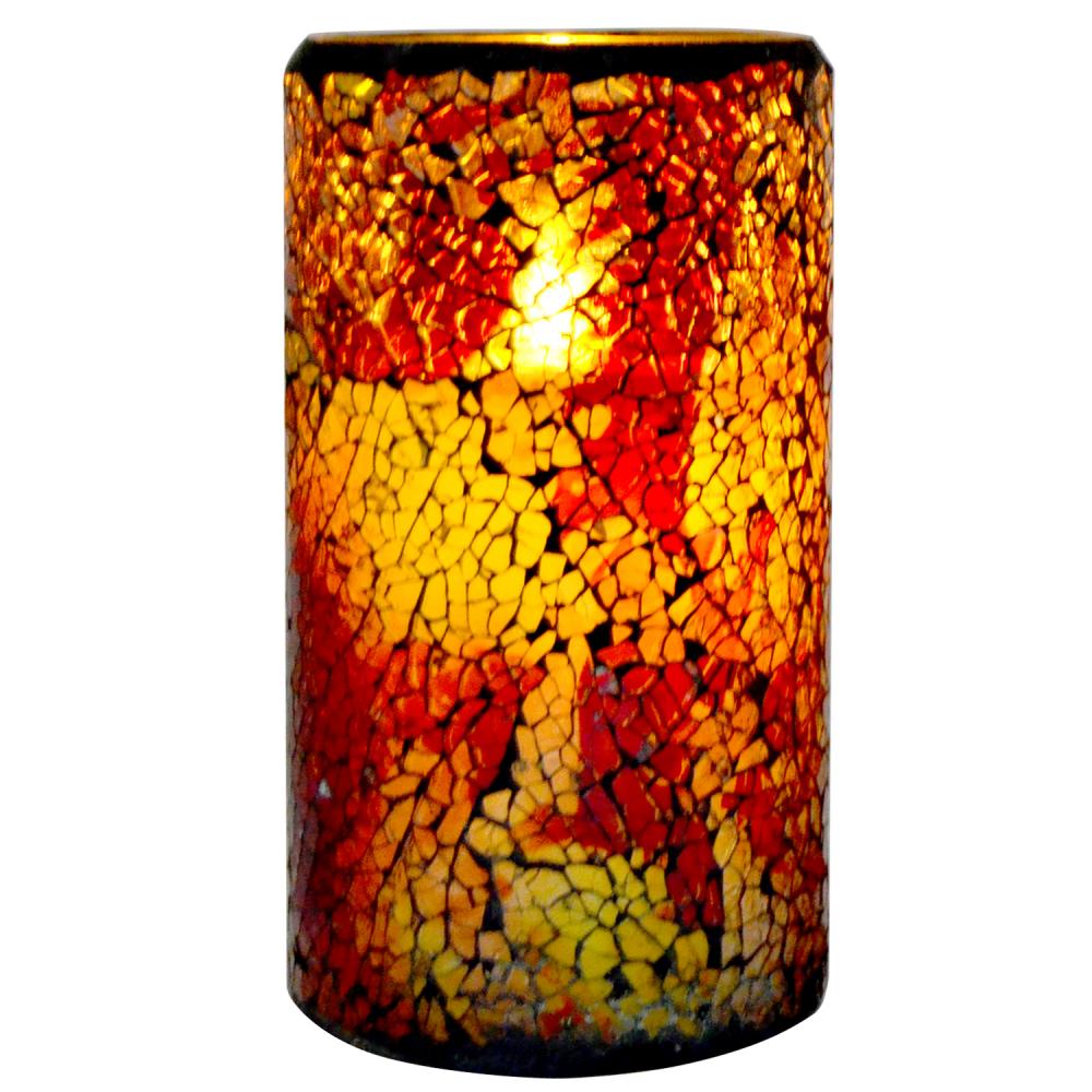 Velas coloridas de pilar de chama da dança em mosaico