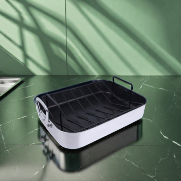 Non-Stick Metal Rectangular Roasting Pan with Rack for Pizza Bake