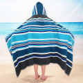 Stripe Cotton Kids Hooded Bath Towel Poncho Wrap