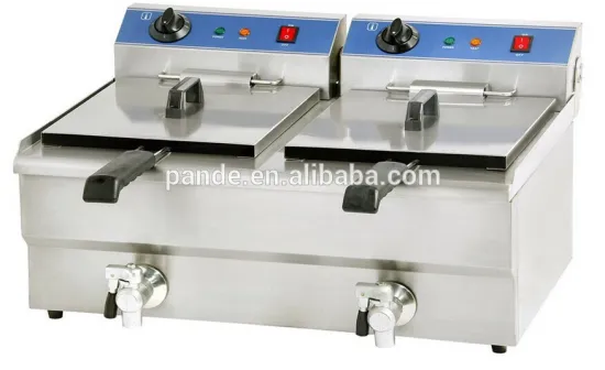 Double tank fryer with oil tap