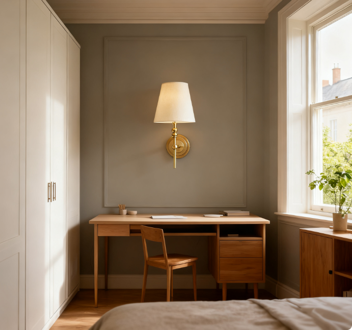 Maggie Brushed Chrome Wall Lights with Tapered Shades (10)