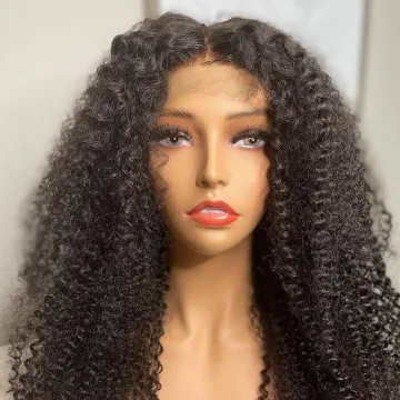 Transparent  Brazilian Kinky Curly Wig Pre Plucked With Baby Hair 13X4 360 Cuticle Aligned Raw Virgin Human Hair Lace Front Wig