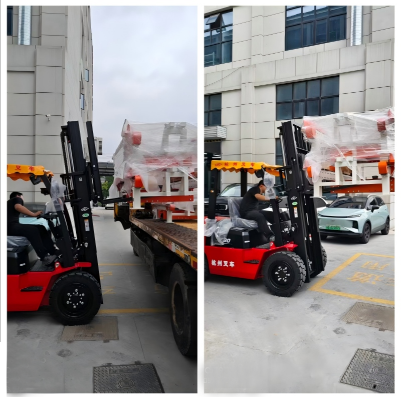 Forklift loading custom packaging equipment for export to Shanghai Port