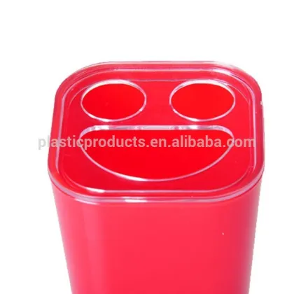 Smile red square shape plastic toothbrush holder with cover