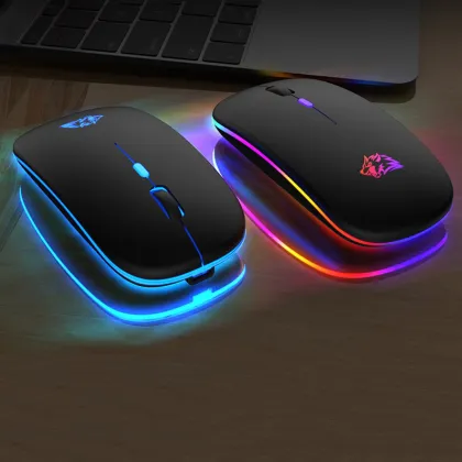 Free Wolf X15 Mute Wireless Mouse - Charging Luminous Gaming Mouse for Office and Notebook