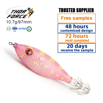 THORFORCE 97mm Double Layer Squid Hook Sea Fishing Wooden Shrimp Egi Jig Lure
