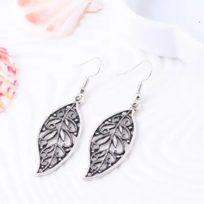 Cheap silver maple leaf earrings, big earrings
