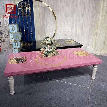Square Black Pink PVC Kids Dining Table for Parties