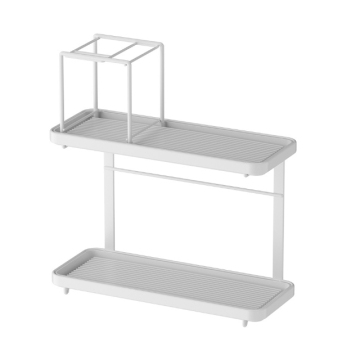 Double Tiered, Multifunctional Bathroom Toothbrush and Toothpaste Holder Made of Durable Carbon Steel with Excellent Drainage