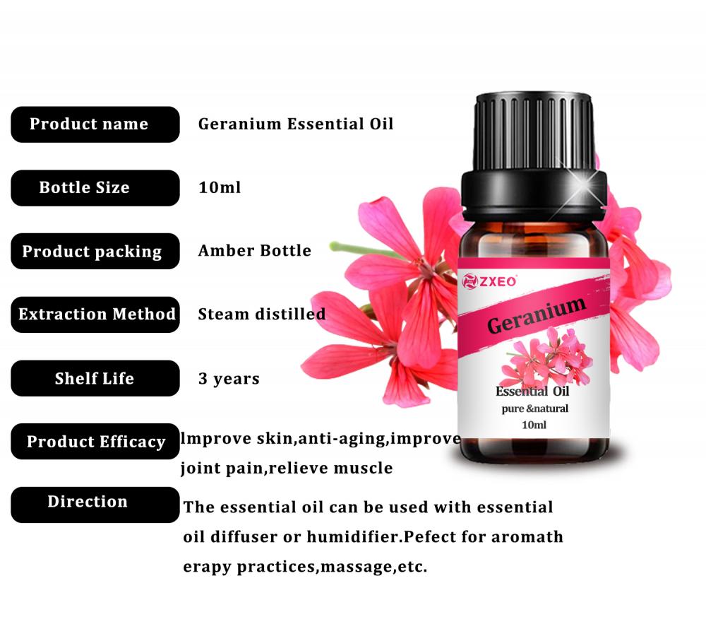 Wholesale Geranium Perfume Essential Oil 100% Pure Oganic Geranium Essential Oil for Candle Soap Diffuser