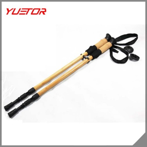3 section bamboo trekking poles with anti-shock system