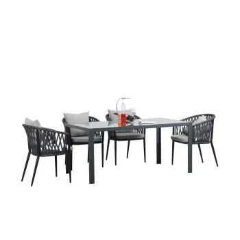 Modern Rattan Outdoor Dining Set with Patio Umbrella