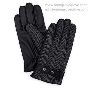 Mens Winter Sheepskin Leather Gloves, Genuine Leather Gloves