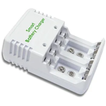 White Ni-cad / Ni-mh Alkaline Battery Recharger With Led Indicator
