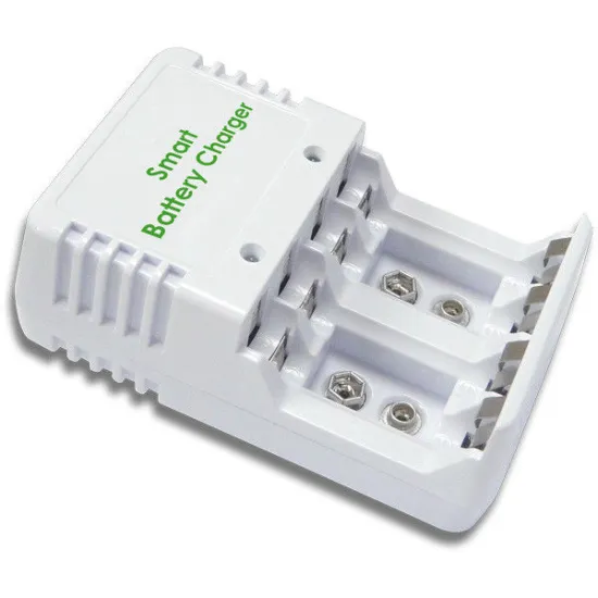 White Ni-cad / Ni-mh Alkaline Battery Recharger With Led Indicator