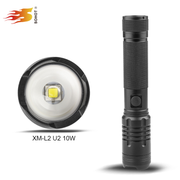 Hot Sale Powerful Aluminum xml t6 10w led rechargeable flashlight batteries for hunting,camping,home
