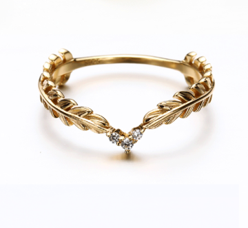 925 gold color women CZ lady ring