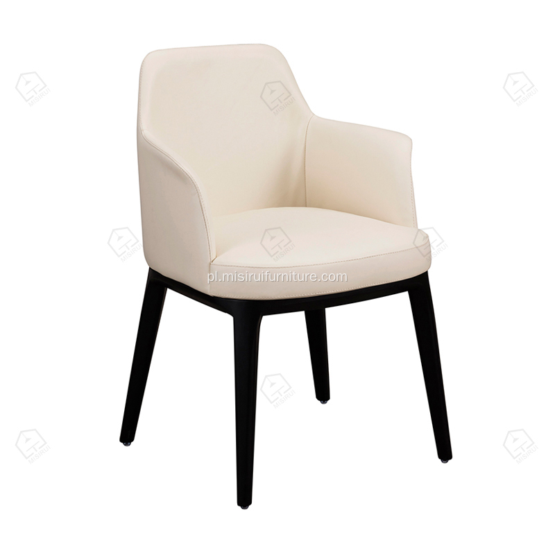 Białe skórzane krzesła do jadalni