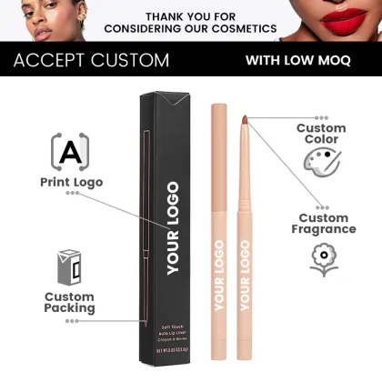 Custom Long-Lasting Waterproof Brown Lip Liner Pencil for Private Label Cosmetics