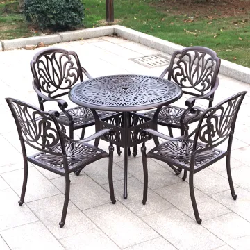 High Quality Outdoor Patio Cast Iron Table and Chair Sets & Cast Aluminum Garden Furniture