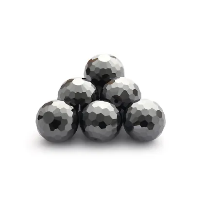 Hematite Round Beads Faceted Cutting