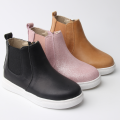 Botas Chelsea de couro real infantil TPR