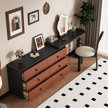 2024 Modern Simple Bedroom Dressing Table with Mirror and Solid Wood Cabinet