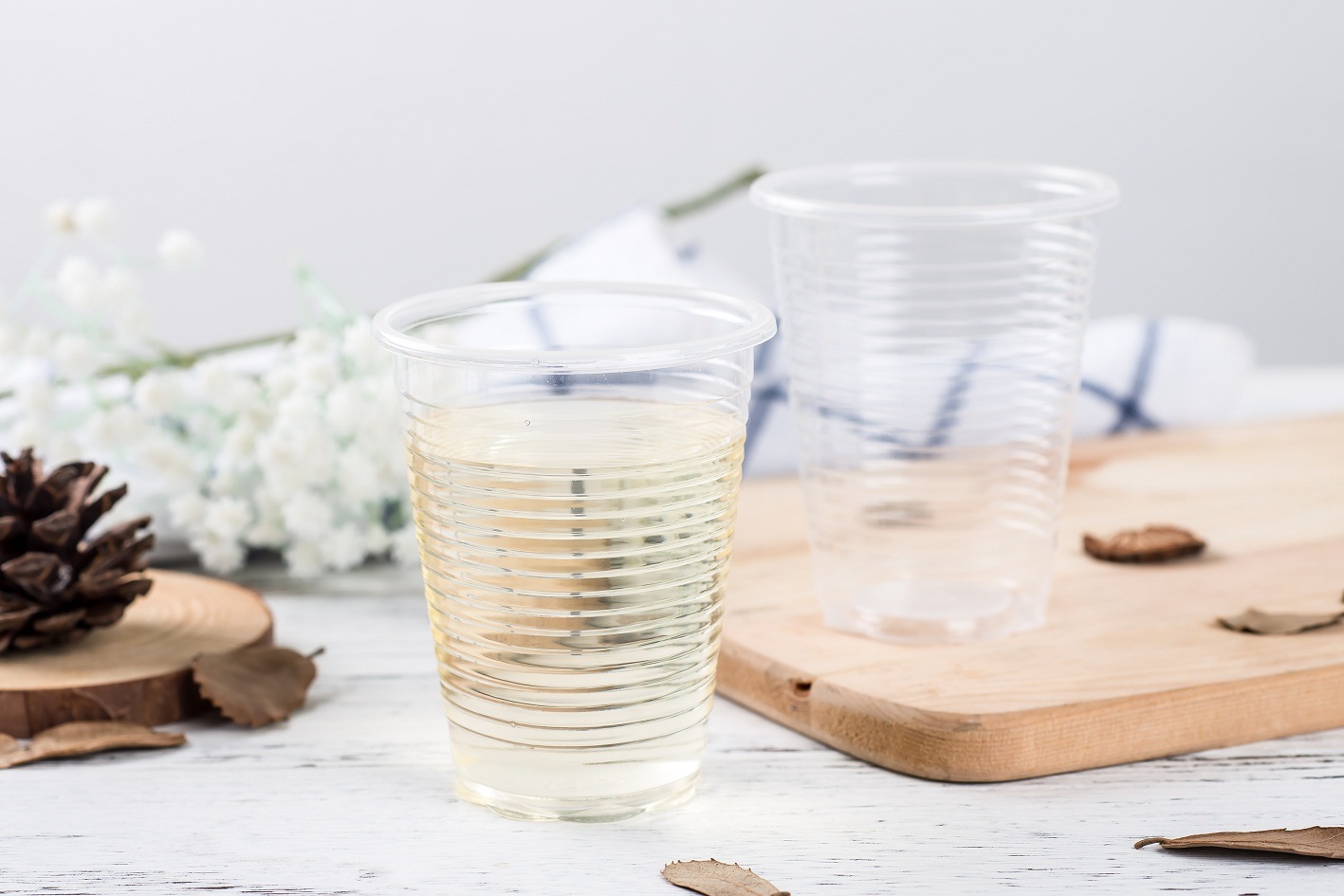 Cups fork. Small White Plastic Cup.