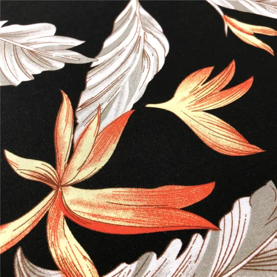 Export Rayon Printed Fabrics Design Feather And Leaves