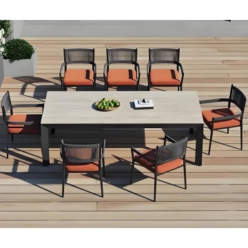 large concrete outdoor dining table