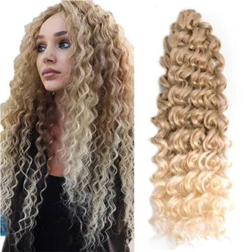 24''125g Cheap Deep Wave Twist Ocean Water Wave Blonde Hawaii Curl Synthetic Braiding Hair Extensions Crochet Hair Attachment