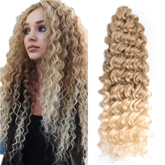 24''125g Cheap Deep Wave Twist Ocean Water Wave Blonde Hawaii Curl Synthetic Braiding Hair Extensions Crochet Hair Attachment