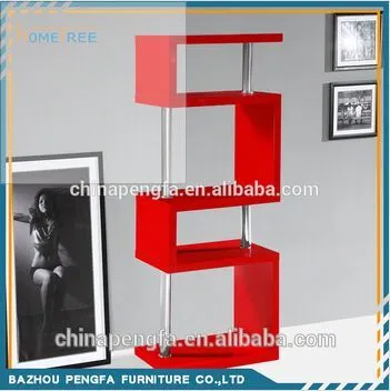 Special design s shaped bookcase/wooden bookcase/colorful bookcase