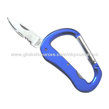Folding Knife Carabiner, Style Pocket Knife with Nail Cleaner and Bottle Opener