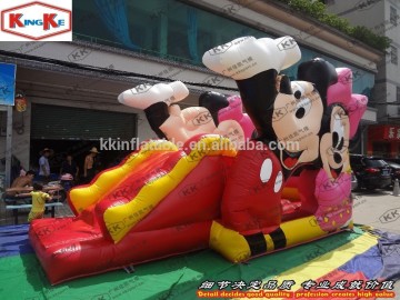 Mouse Cartoon Theme Customized Shape Inflatable Jumping bouncer with small slide