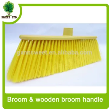 Plastic broom with italian thread wood handle brush