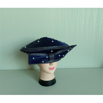 Stain Ribbon Pillbox Strass Kirche Millinery Partyhut