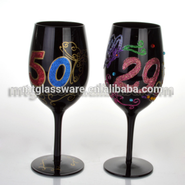 FDA,Eco-friendly black hand paint birthday celebrate party wine glass