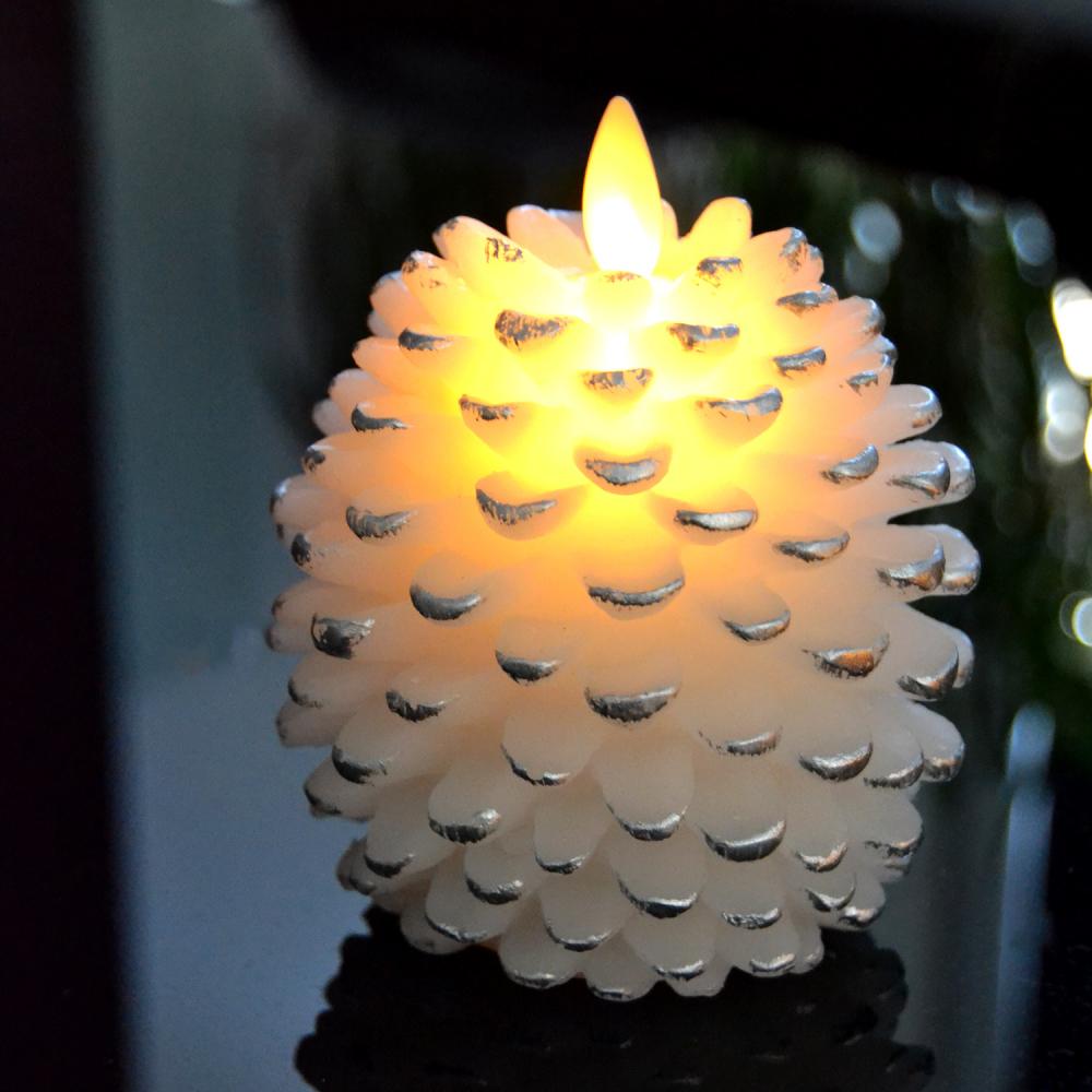 Velas de Natal Pinha Led Flameless bateria com temporizador